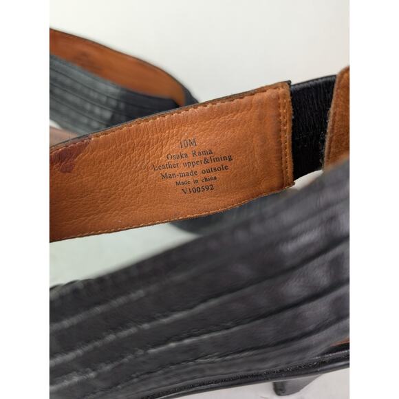 GENTLE SOULS KENNETH COLE BLACK LEATHER OSAKA RAMA - HEELED SANDALS 10M - Picture 9 of 9